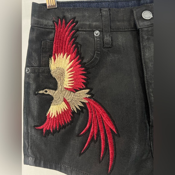 Carmar Titania Fitz Slim Fit High Rise Black Shorts Bird Design 27 Button Fly - Picture 3 of 10